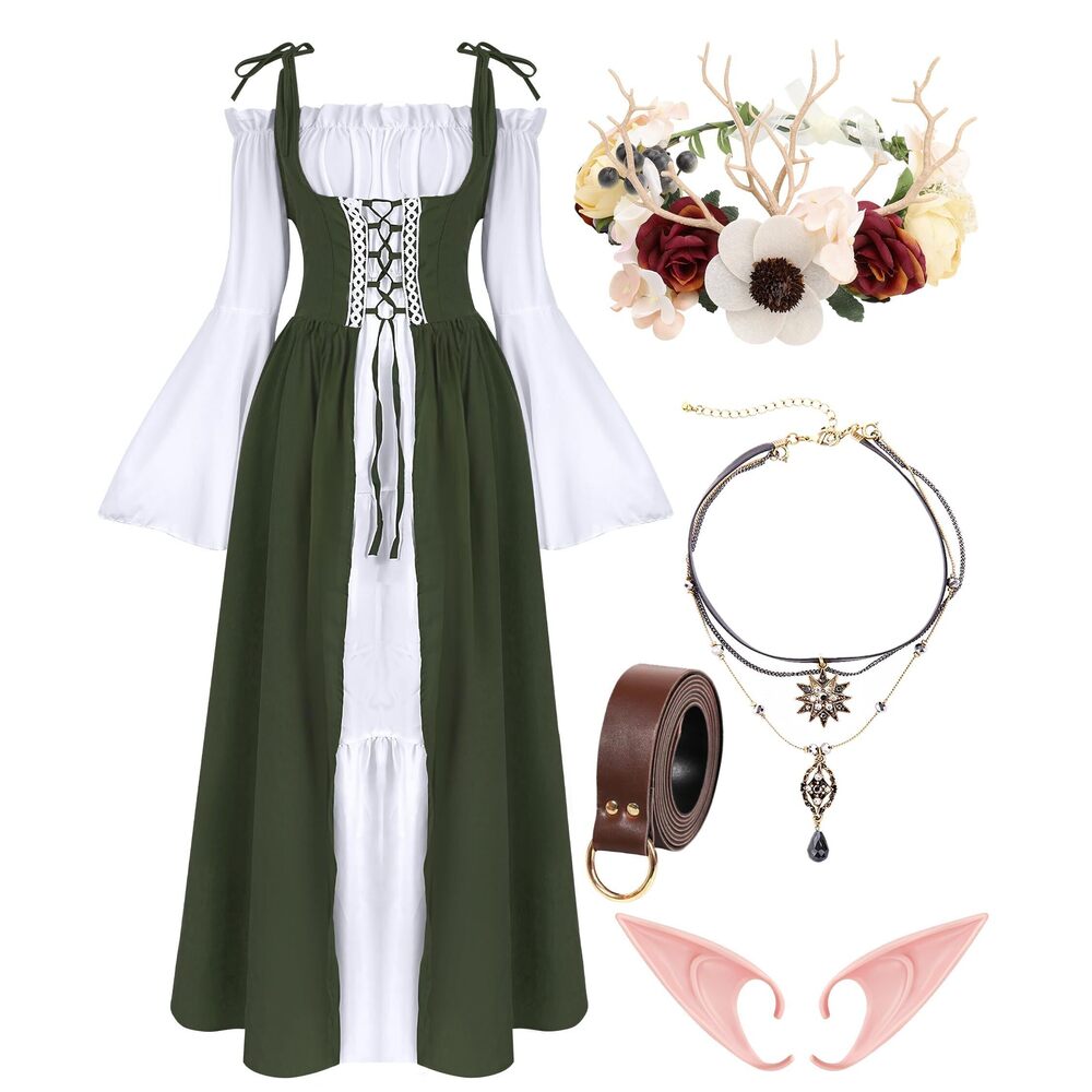 3948 Renaissance Dresses Medieval Costume For Flower Crown Elf